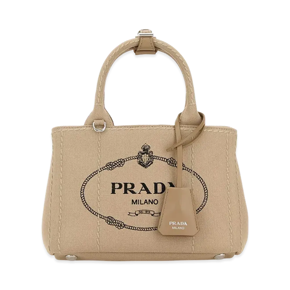 PRADA Women's Canvas Mini Jardinia re Handbag "Beige"