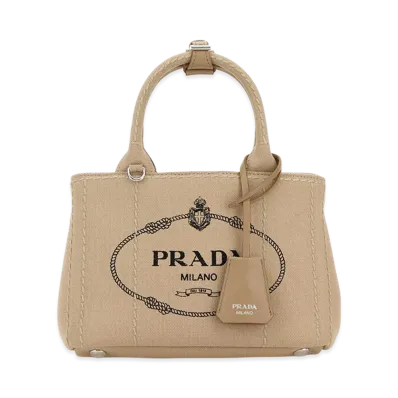 PRADA Women's Canvas Mini Jardinia re Handbag "Beige"