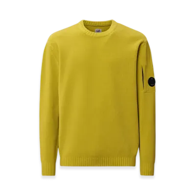 C.P. Company Cotton Chenille Crewneck Sweater "Green Sheen Yellow"