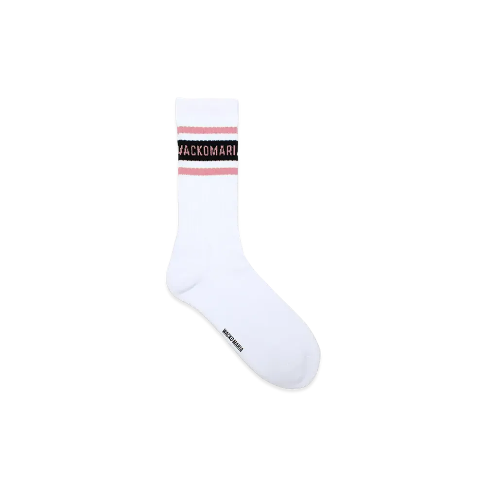 WACKO MARIA Logo Jacquard Socks "White/Pink"