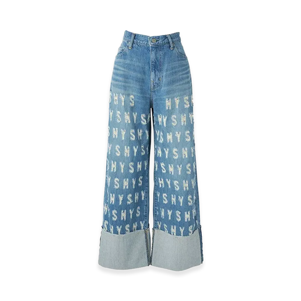 HYSTERIC GLAMOUR Hys Crash Rolled-Up Denim Pants "Light Indigo Blue"