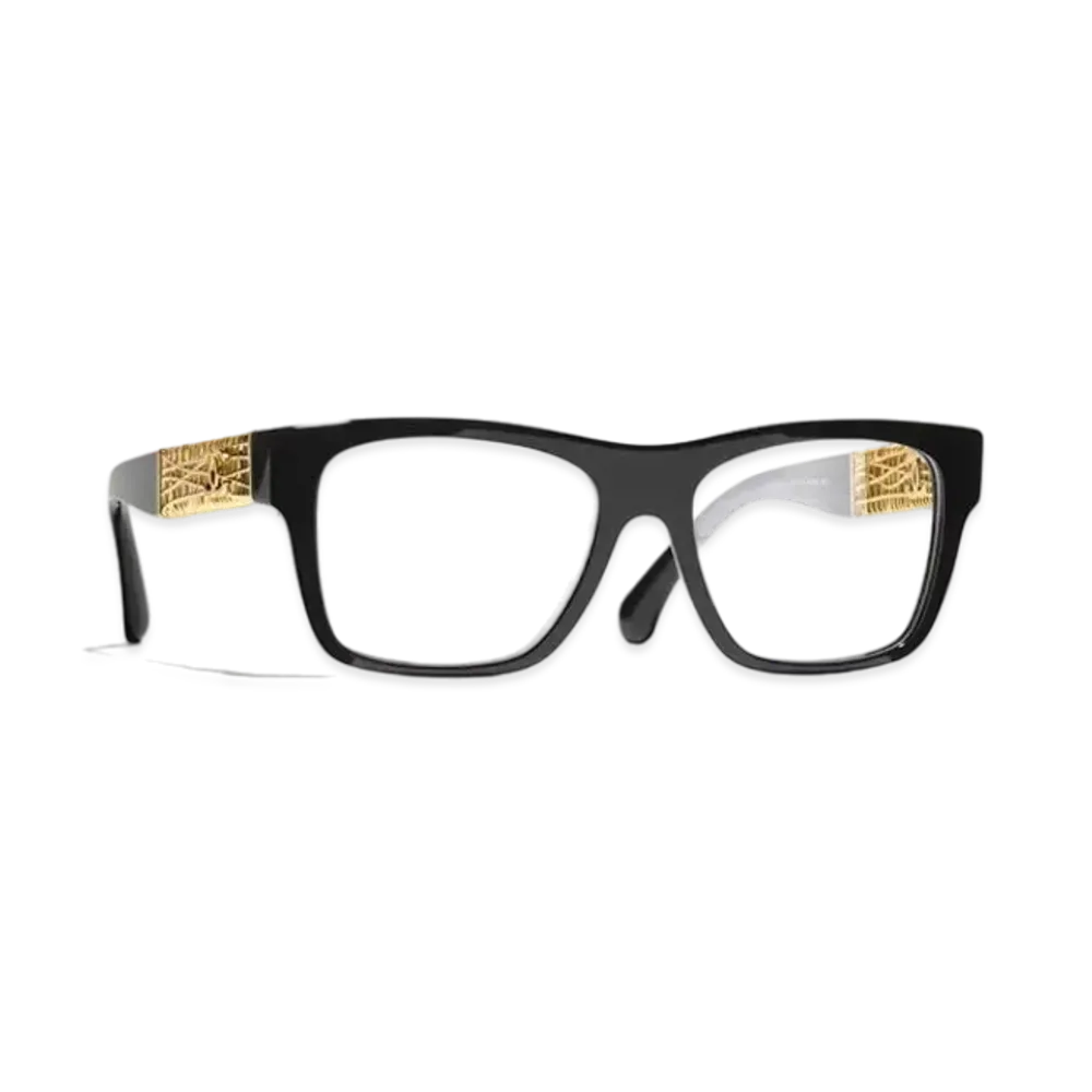 CHANEL Square Eyeglasses Acetate & Metal "Black"