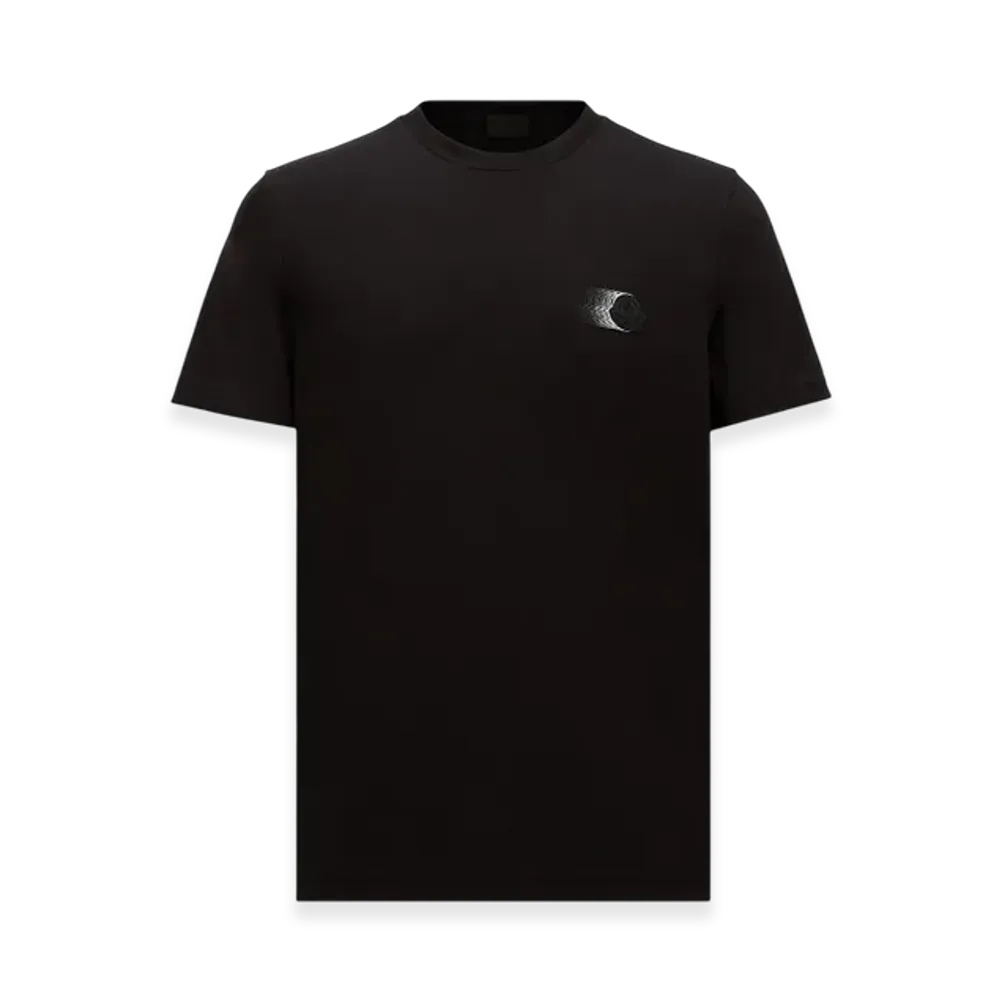 MONCLER Faded Logo Motif Cotton T-Shirt "Black"