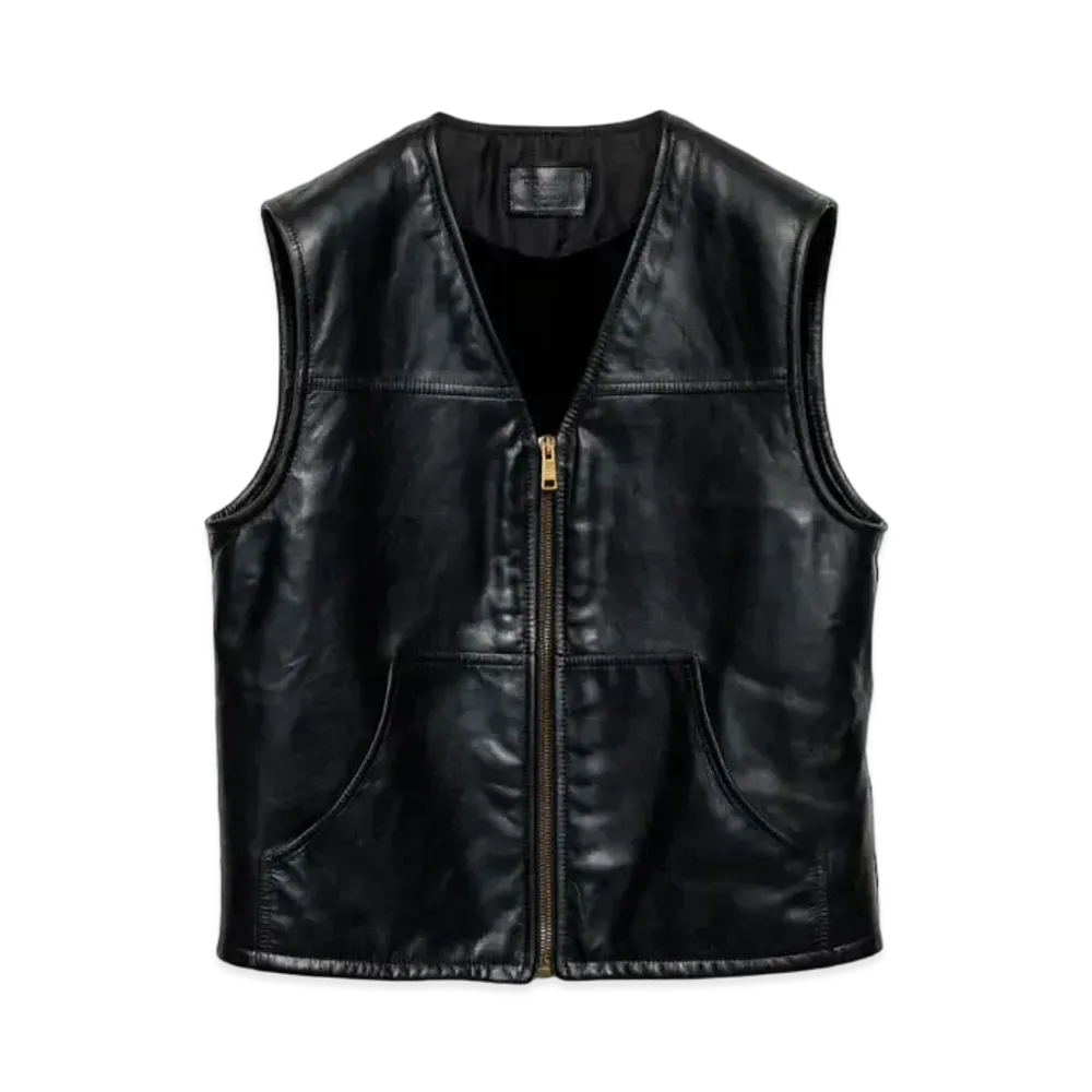 PRADA Men's Leather And Shearling Vest "Black"