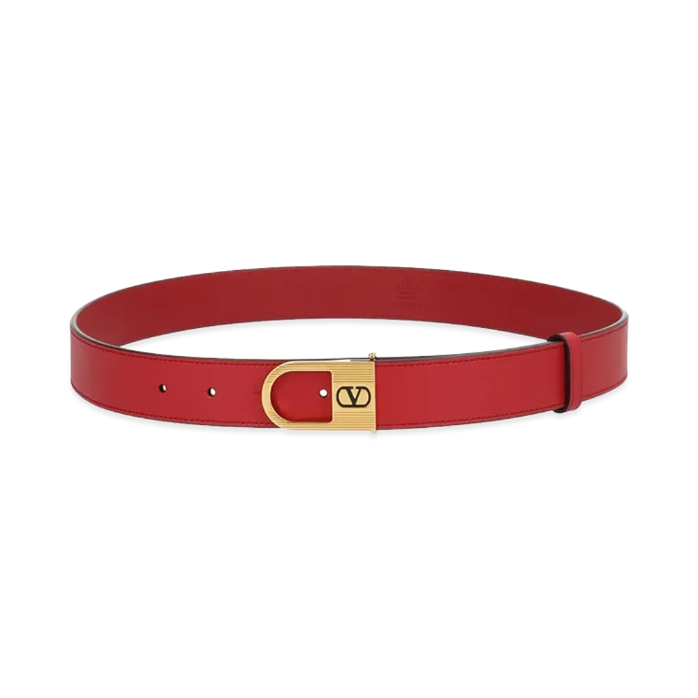 Valentino Women's V Logo Signature Belt "Red"