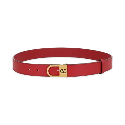 Valentino Women's V Logo Signature Belt "Red"