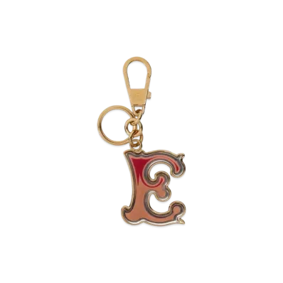 GUCCI Letter E Plexiglas Keychain "Brown/Gold"