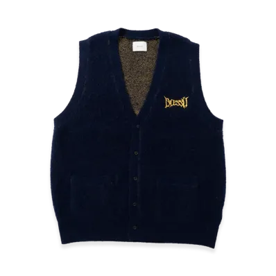 BLESS U Shaggy Knit Vest "Navy"