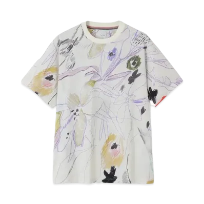 Paul Smith Sketchbook Botanical Short Sleeve Cut And Sew "LightBeige"