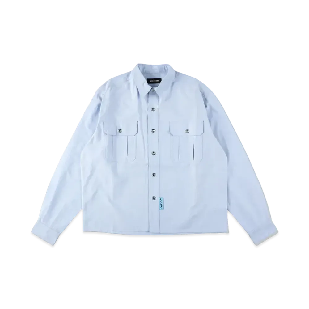 WIND AND SEA x RON LOUIS Wide Fit Cotton Shirt "Blue"