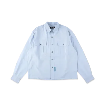 WIND AND SEA x RON LOUIS Wide Fit Cotton Shirt "Blue"