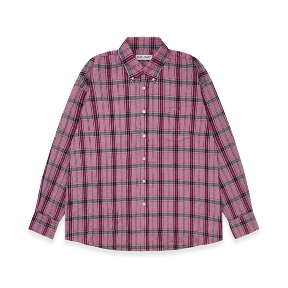 OUR LEGACY Borrowed BD Shirt "Cerise Memory Check"