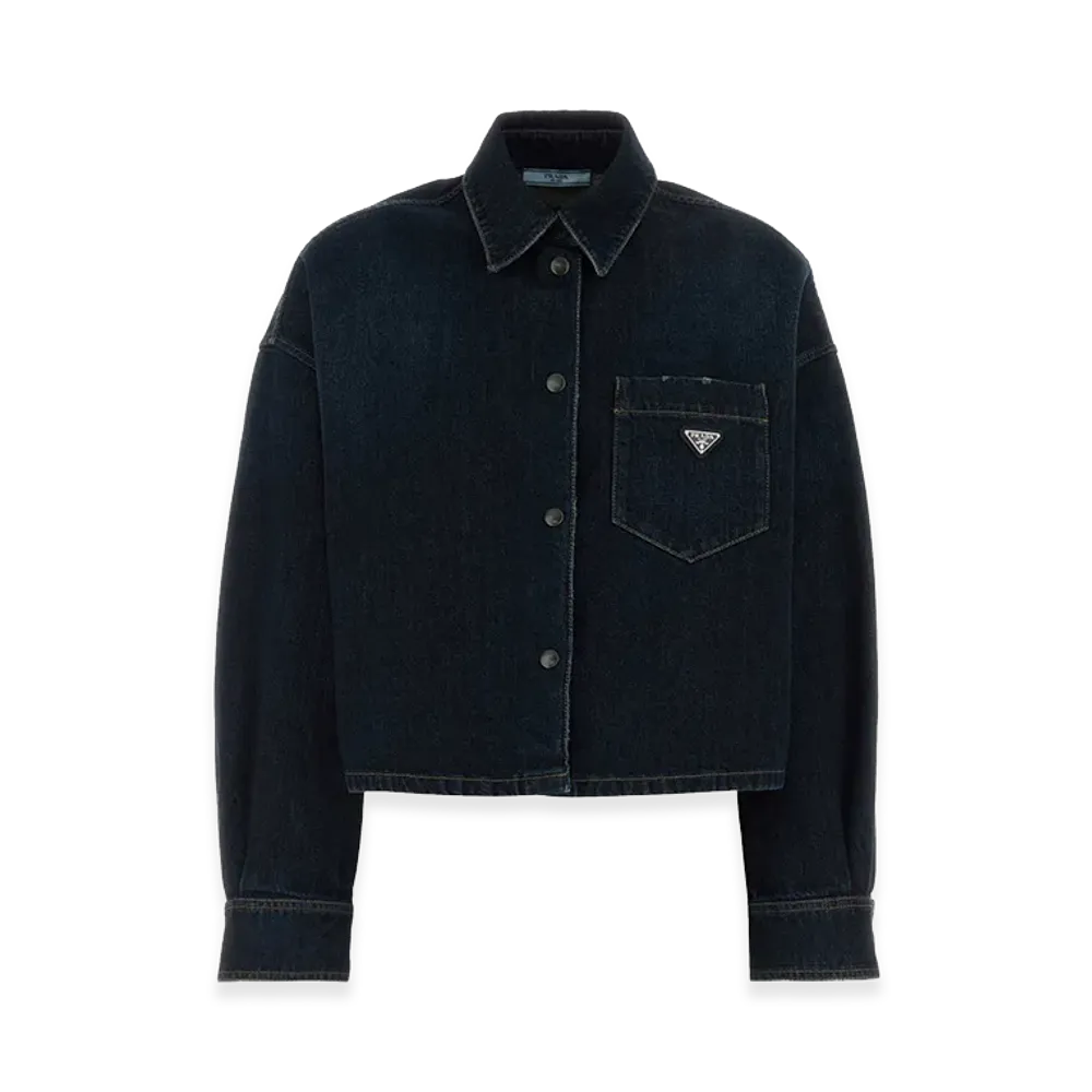 PRADA Women's Denim Jacket With Logo "Blue"