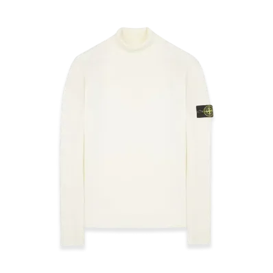 Stone Island 525C4 Stocking Stitch Pure Light Wool Turtleneck Knit - 23FW "Natural White"