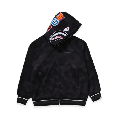 A BATHING APE Color Camo Shark Relaxed Fit Hoodie Track Jacket "Black"