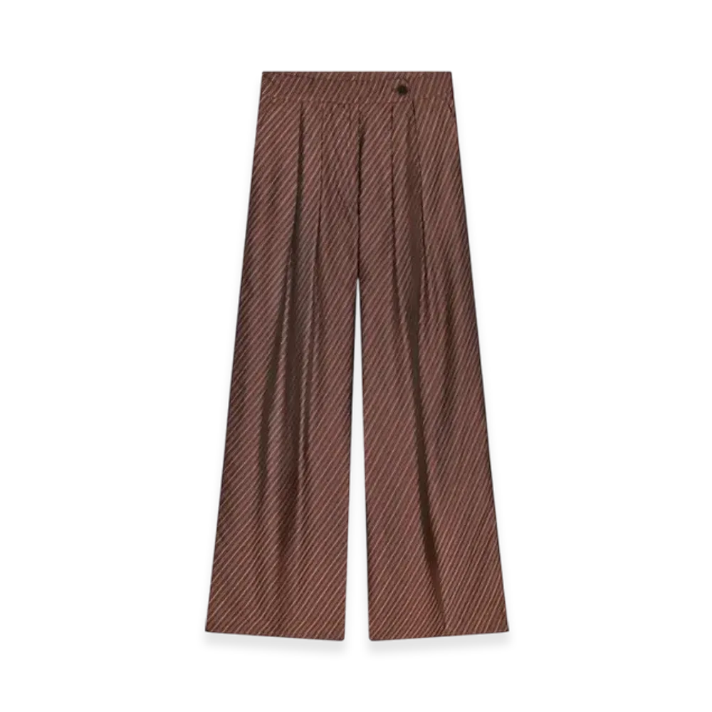 DRIES VAN NOTEN Women's Wide Pleated Pants "Burgundy"