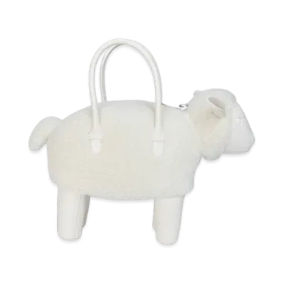 THOM BROWNE Shearling Wool Sheep Bag "White"