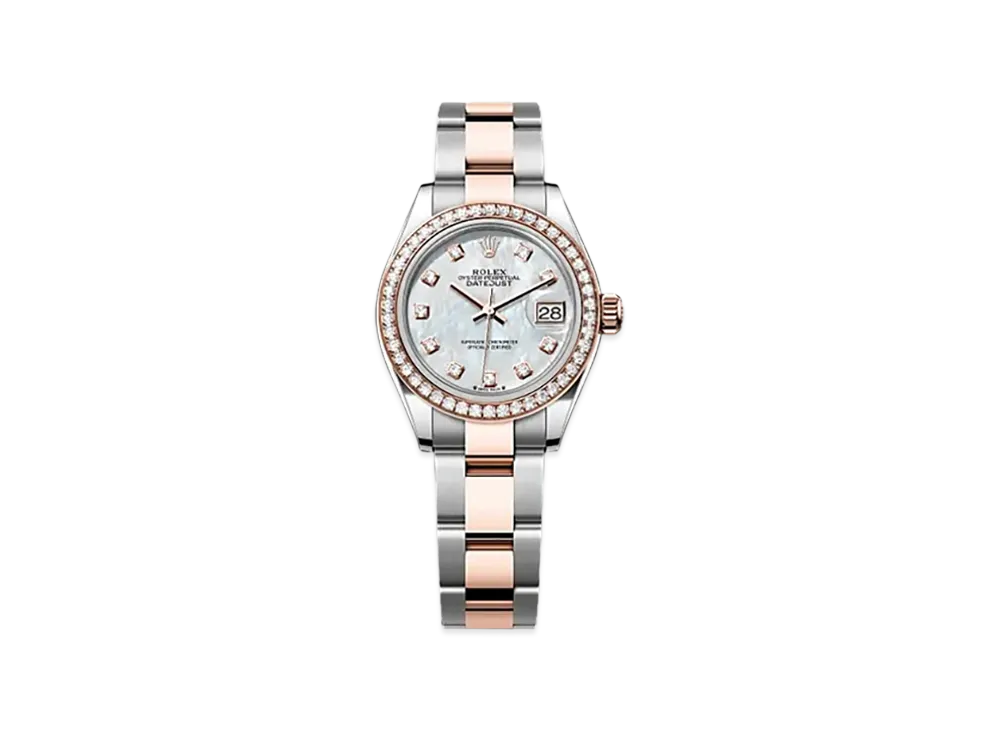 ROLEX Lady-Datejust 28mm Oystersteel & Everose Gold Diamond 279381RBR "White Mother-of-Pearl"