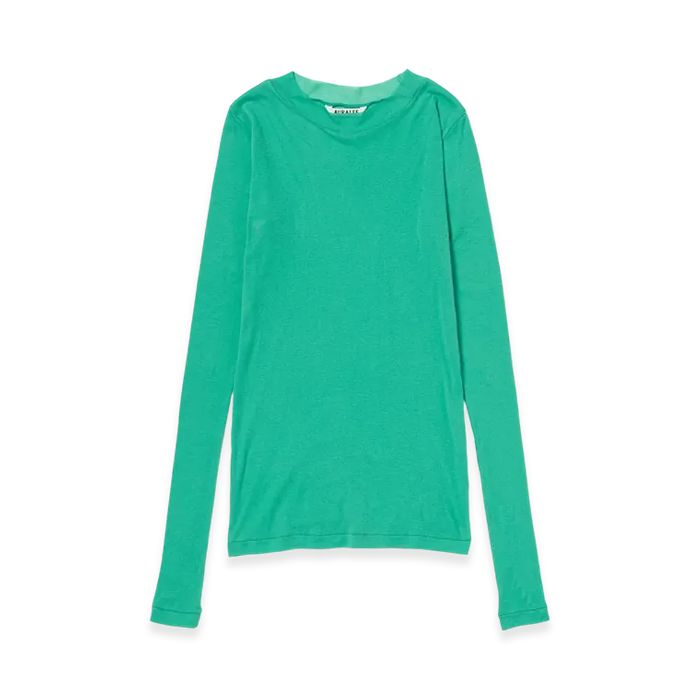 AURALEE Super High Gauge Sheer Rib L/S Tee "Jade Green"