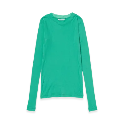 AURALEE Super High Gauge Sheer Rib L/S Tee "Jade Green"