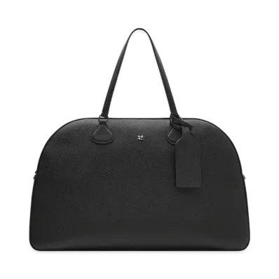 Courreges Stud Grained Leather Weekender Bag "Black"