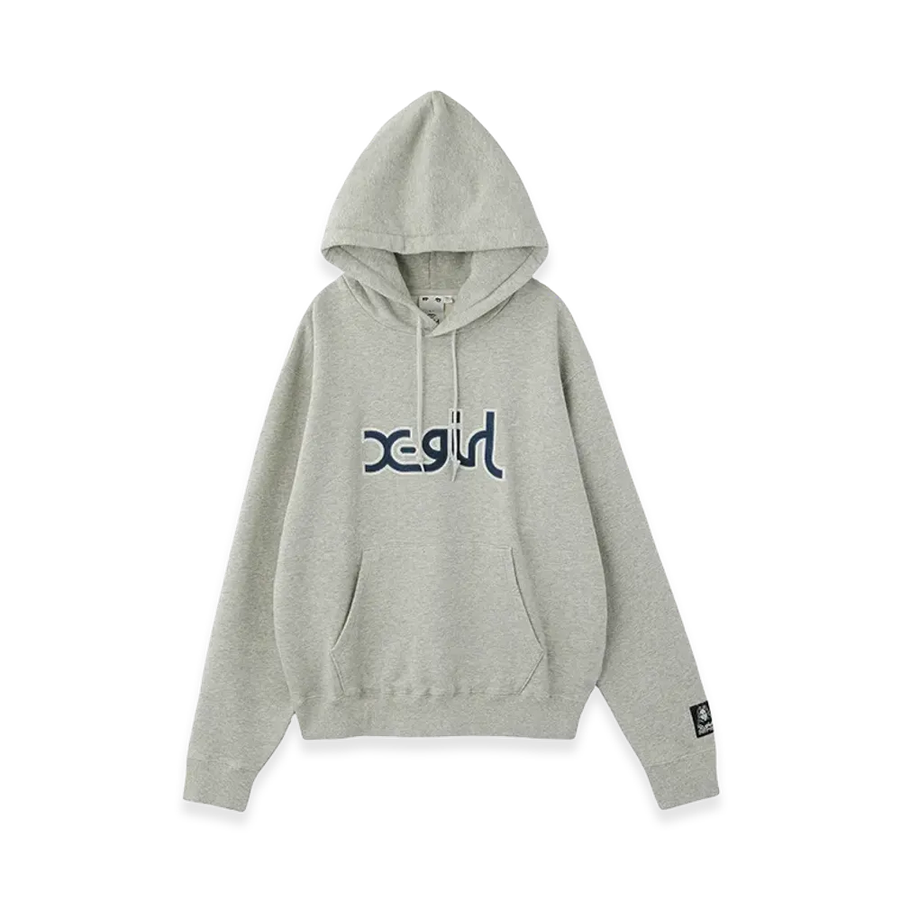 X-Girl Women's Mills Logo Layered Patch Sweat Hoodie "Ash"