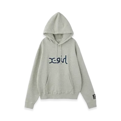 X-Girl Women's Mills Logo Layered Patch Sweat Hoodie "Ash"