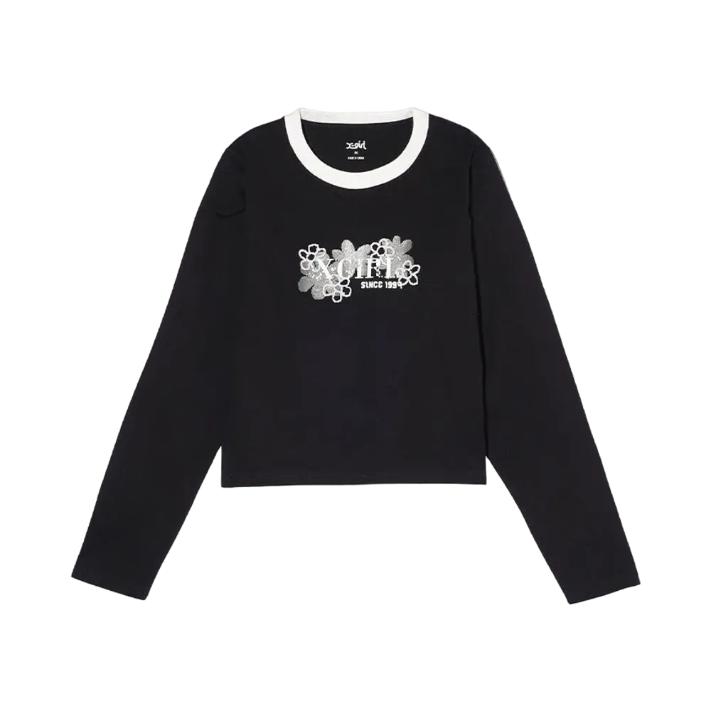 X-Girl Pixel Flower Logo Baby L/S Tee "Black"