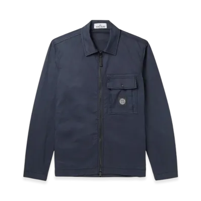 Stone Island 10419 Supima Cotton Twill Stretch-TC Overshirt - 22SS "Navy Blue"