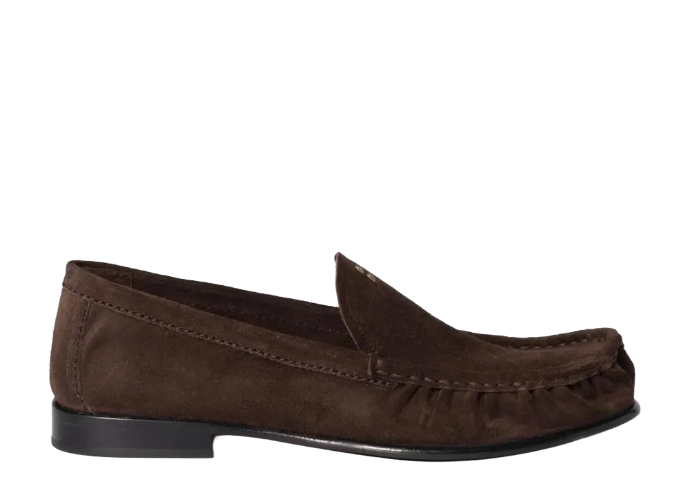MIU MIU Women's Suede Loafers "Dark Brown"