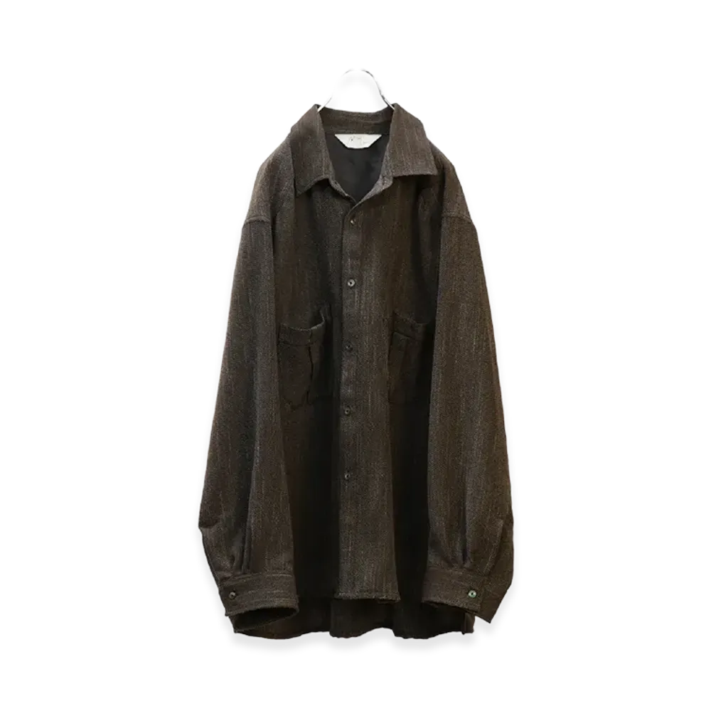 ANCELLM Melange Wool Over Work Shirt "Brown"