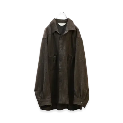 ANCELLM Melange Wool Over Work Shirt "Brown"