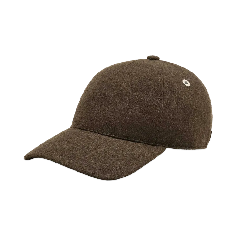 AMI PARIS Leather Patch Cap "Dark Coffee"