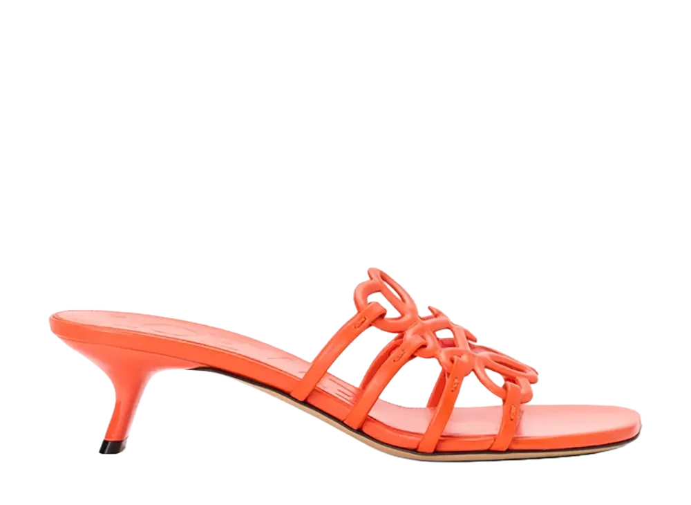 LOEWE Women's Petal Anagram Slide in Soft Calfskin "Deep Saffron"