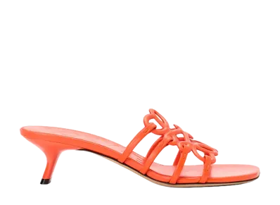 LOEWE Women's Petal Anagram Slide in Soft Calfskin "Deep Saffron"