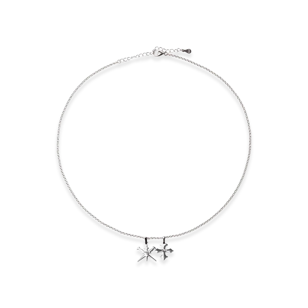 Unknown London Tiny Dagger Cross Necklace "Silver"