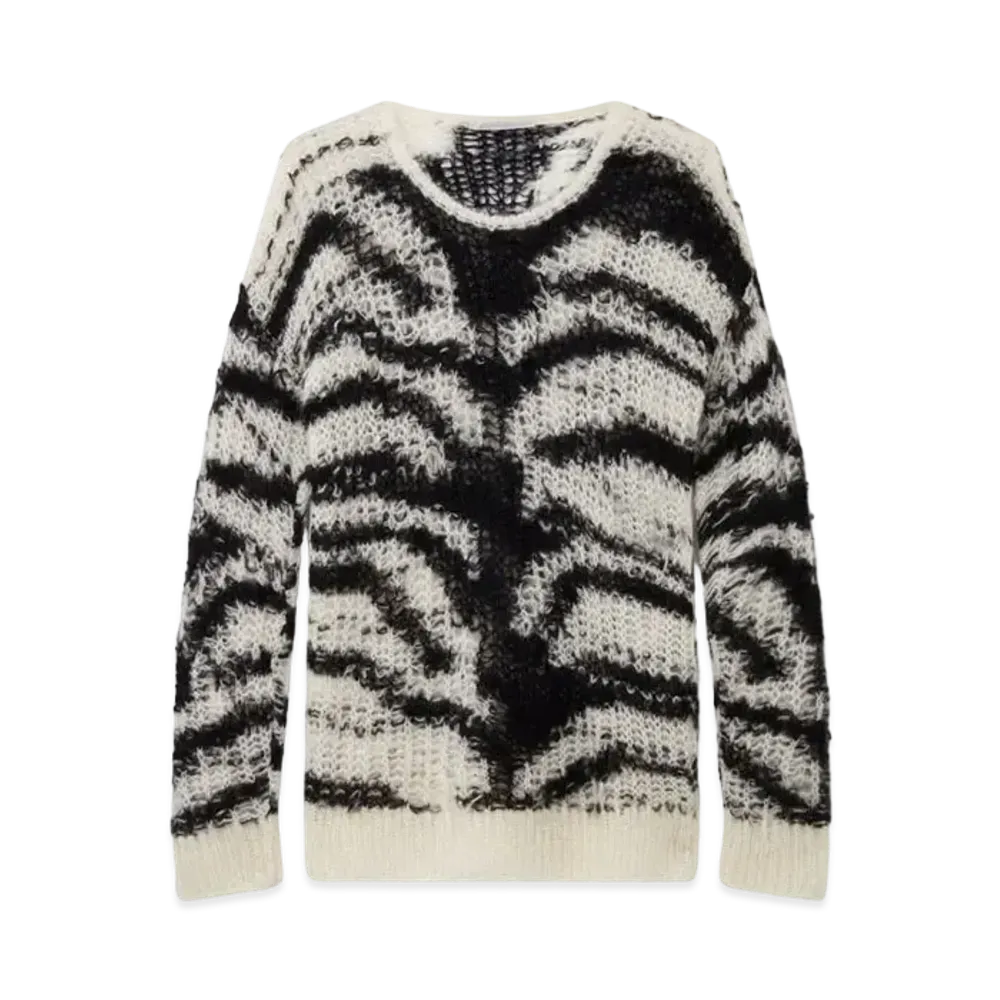 STELLA McCARTNEY Tiger Pattern Open-Knit Sweater "Black/White"