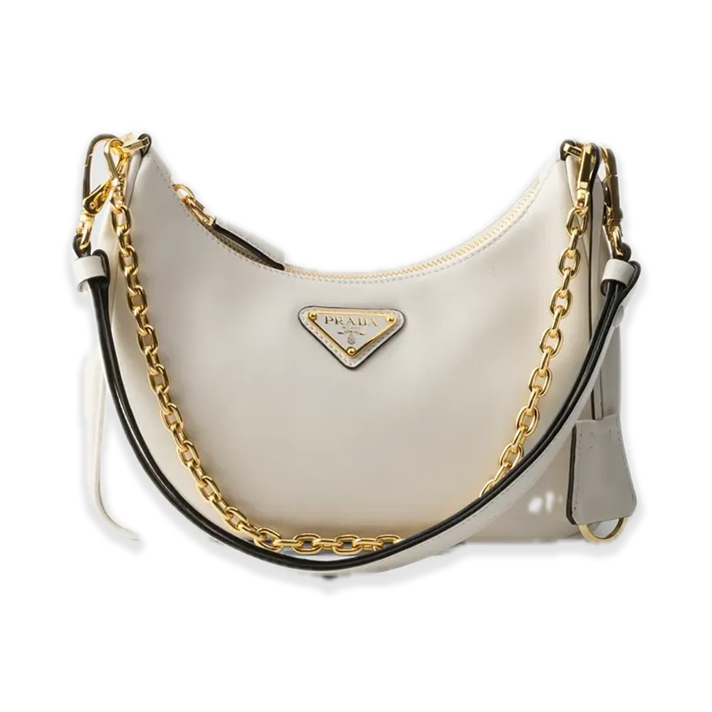 PRADA Re-Edition Leather Mini Bag "White"
