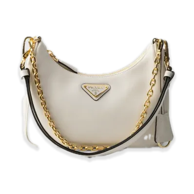 PRADA Re-Edition Leather Mini Bag "White"