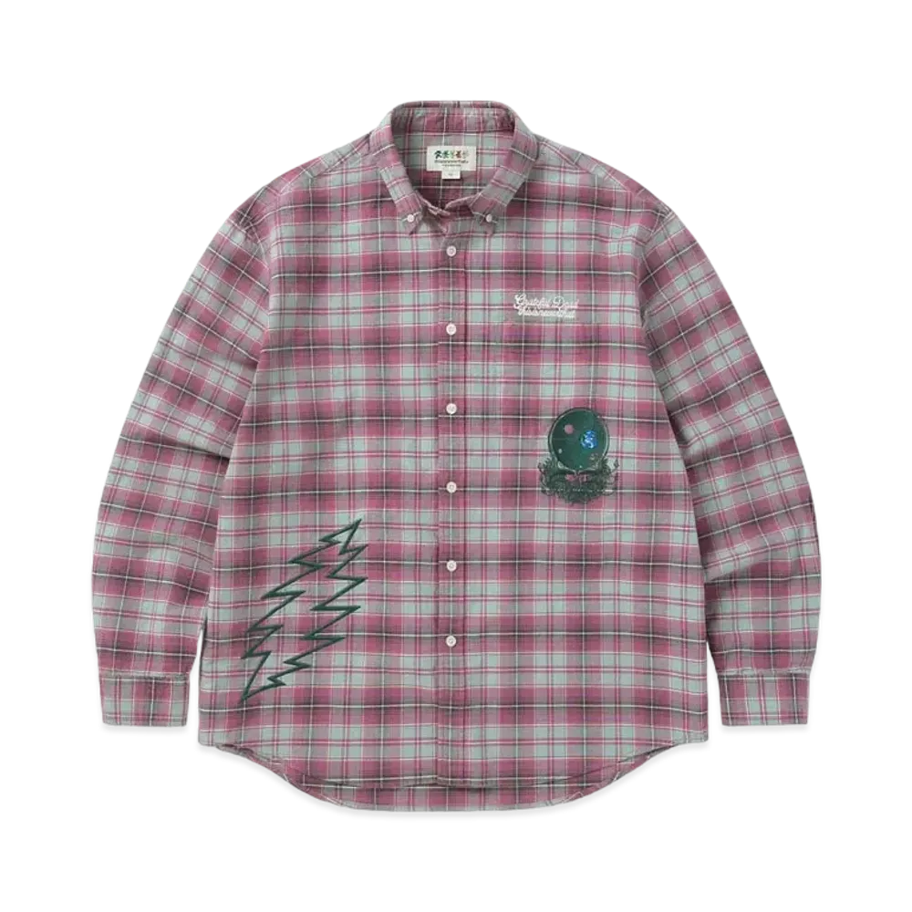 thisisneverthat GD Lightning Bear Plaid Shirt "Plum"