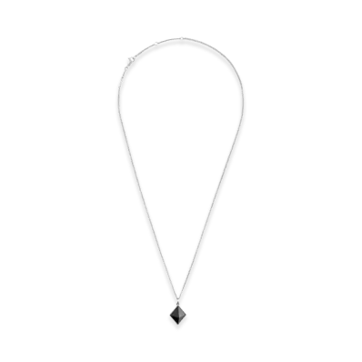 CELINE Stud Necklace In Sterling Silver With Rhodium Finish and Onyx "Onyx"