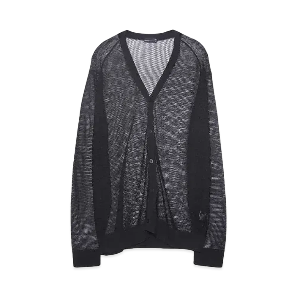 LAD MUSICIAN MESH KNIT CARDIGAN "BLACK"