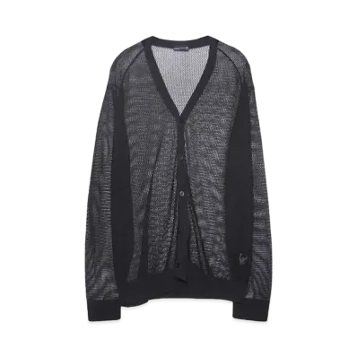 LAD MUSICIAN MESH KNIT CARDIGAN "BLACK"