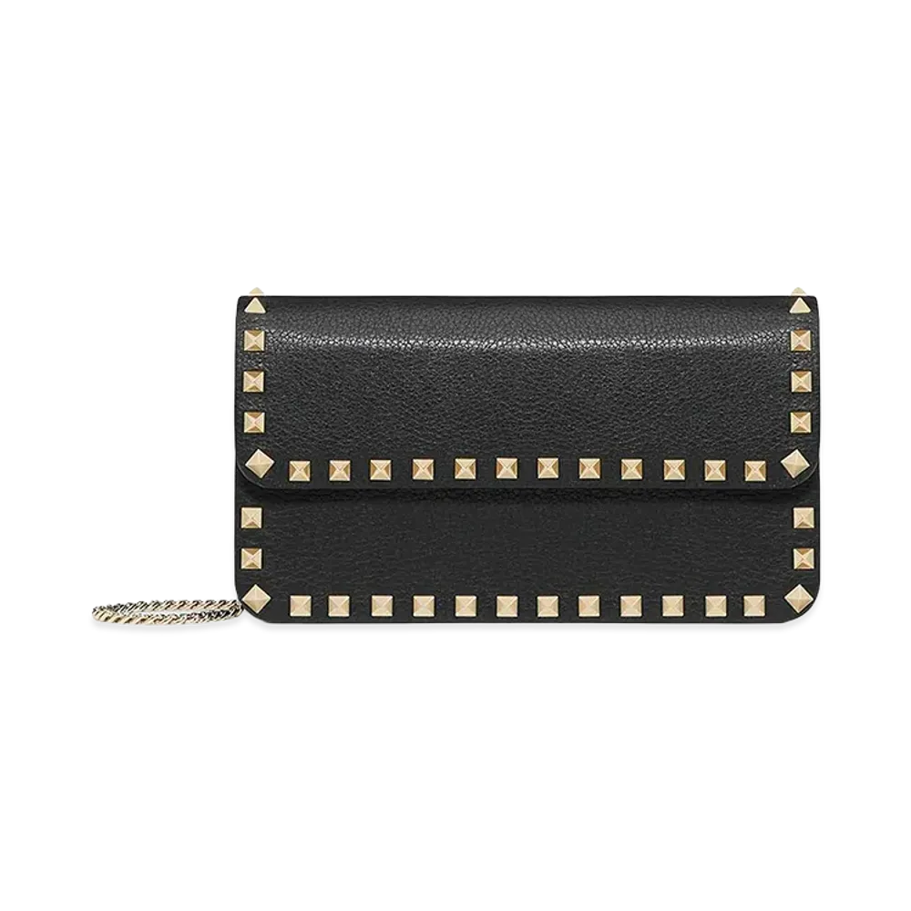 Valentino Women's Rockstud Clutch With Chain "Black"