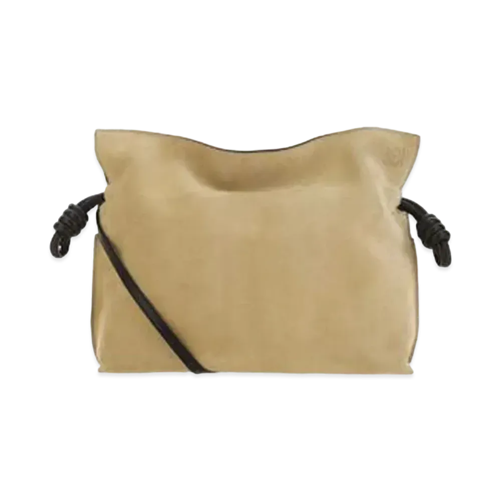 LOEWE Flamenco Clutch In Suede and Calfskin "Gold/Brown"