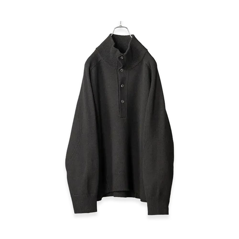 ANCELLM Button-Front Knit Blouson "Black"