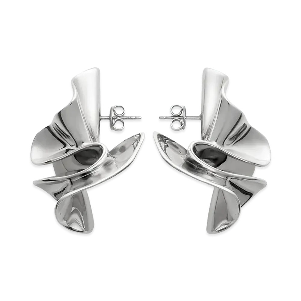 Bottega Veneta Large Anemone Earrings "Silver"