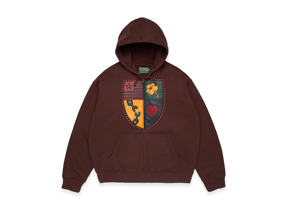 DENIM TEARS Libertas Crest Zip Hoodie "Washed Brown"