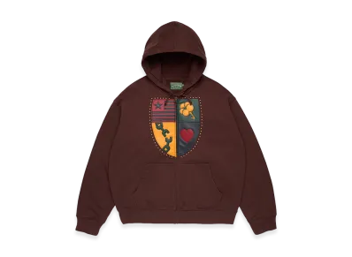 DENIM TEARS Libertas Crest Zip Hoodie "Washed Brown"