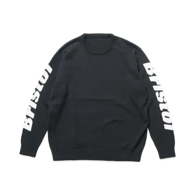 F.C.REAL BRISTOL Sleeve Authentic Logo Crewneck Knit "Black"